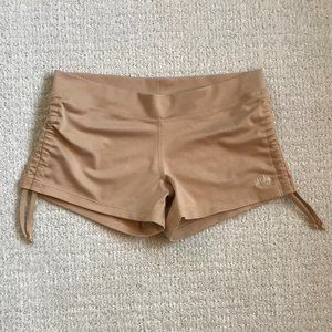 Mika Scrunch Hot Yoga/Pole Shorts, M/L, Tan